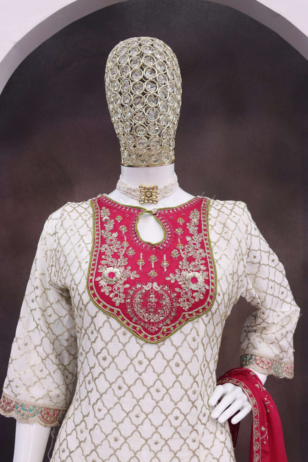 Anaita White Embroidered Silk Stitched Dhoti Suit - Distacart