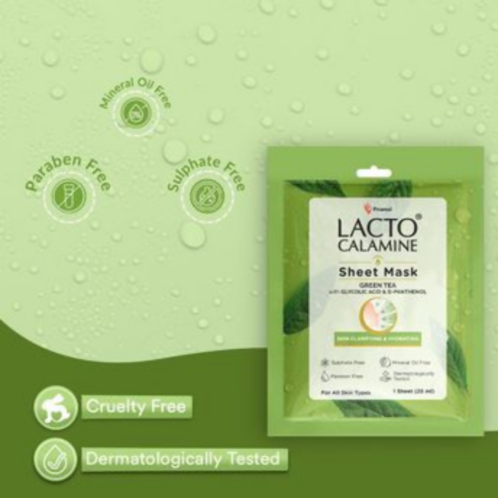 Lacto Calamine Green Tea Face Sheet Mask - Distacart