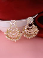 NVR Women Gold Plated Studded Kundan Chandbali Earrings - Distacart