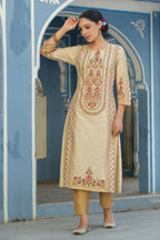 Juniper Women's Cream Rayon Staple Placement Printed A-Line Kurta - Distacart