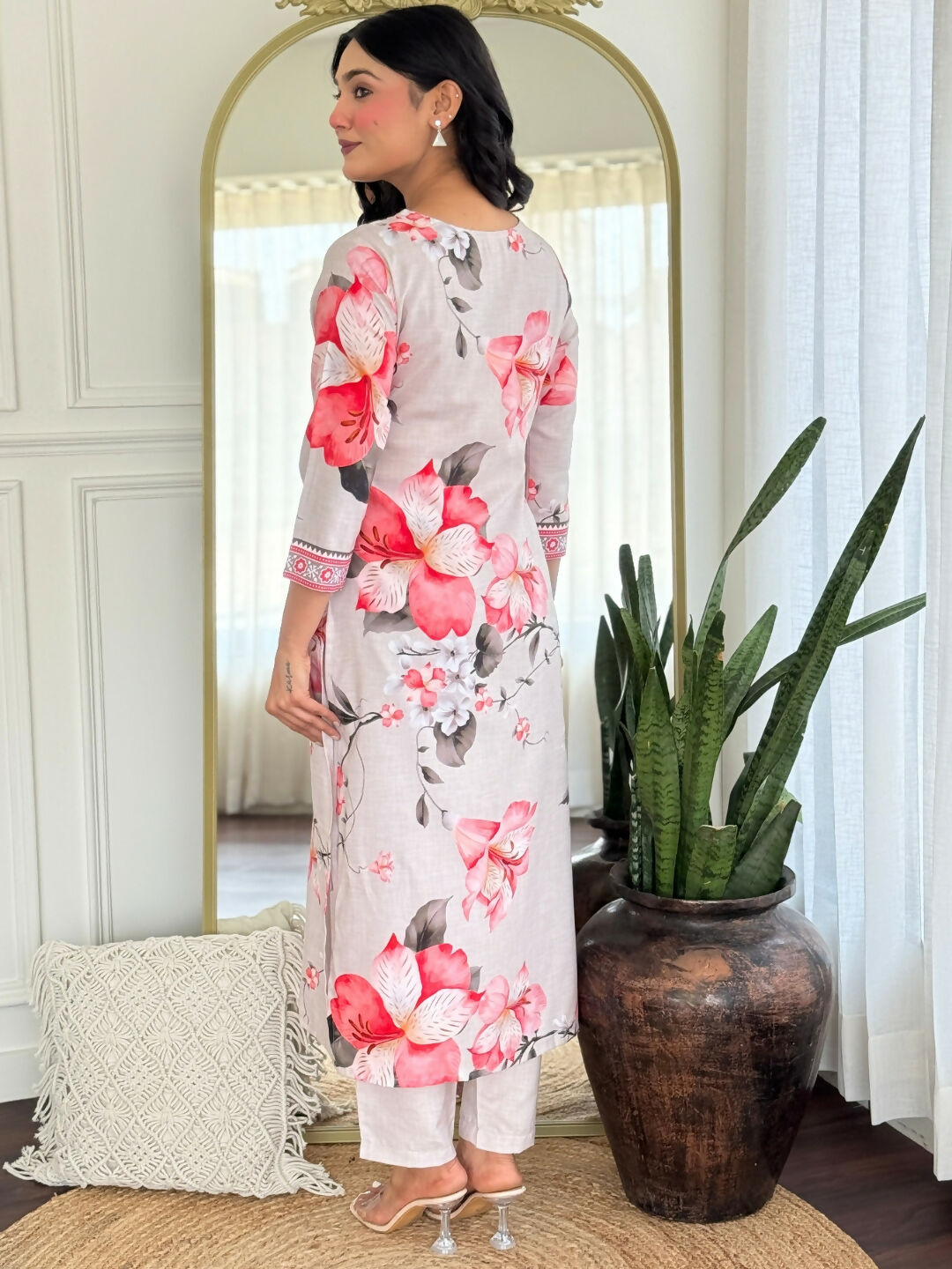 The52 Women's Beautiful Rayon Fabric Printed Work Straight Kurta Pant and Dupatta Set - Distacart