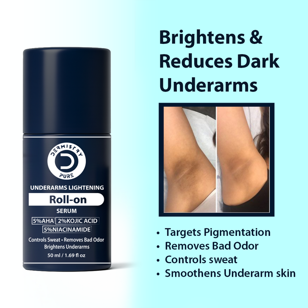 Dermistry Intimate Lightening Brightening & Underarm Deodorant Roll On Serum For Dark Spots Pigmentation