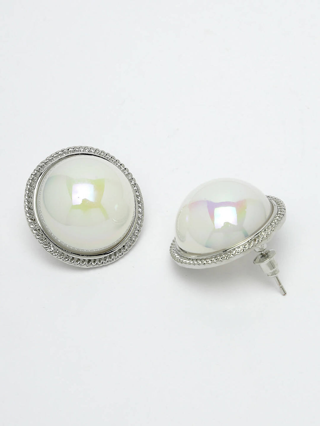 NVR Women's Silver Plated Circular Stud Earrings - Distacart