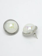 NVR Women's Silver Plated Circular Stud Earrings - Distacart