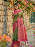 Shree Shyam Fashion Mehndi Pochampally Silk Saree - Distacart