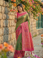 Shree Shyam Fashion Mehndi Pochampally Silk Saree - Distacart