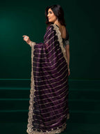 Joban Fashion Wine Net Party Wear Sarees - Distacart