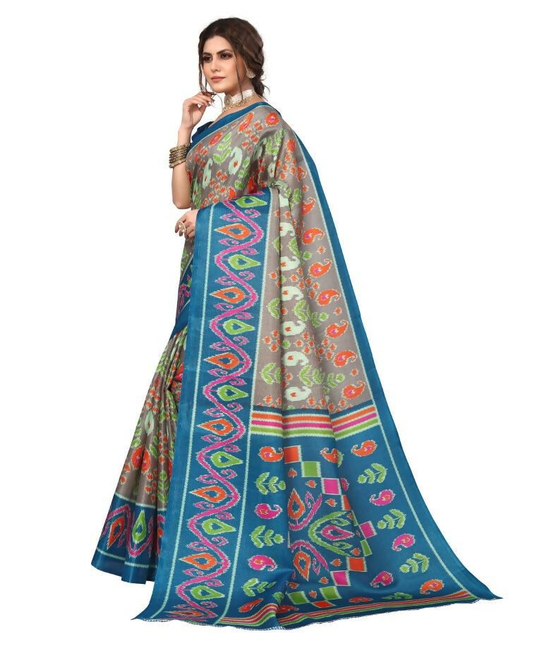 Vamika Rama Green Printed Art Silk Saree