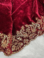 Joban Fashion Maroon 9000 Velvet Party Wear Sarees - Distacart