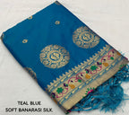 Blue Pure Silk Woven Design Saree with Unstitched Blouse - Hiral Fashion