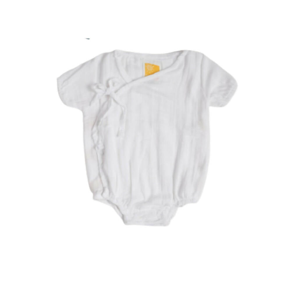 Sunshine Baby Cute Organic Muslin Cotton Kimono Rompers For Babies - White