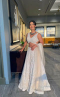 Jyoti Fashion Women's Off White Georgette Codding Thread with Sequins Embroidered Designer Lehenga Choli Set