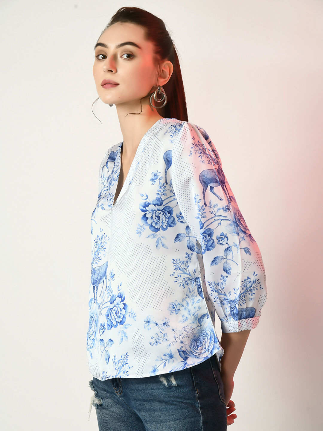 Myshka Women's White Printed Top