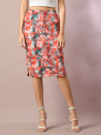 Myshka Women's Multi Printed Knee Length Party Embellished Skirts
