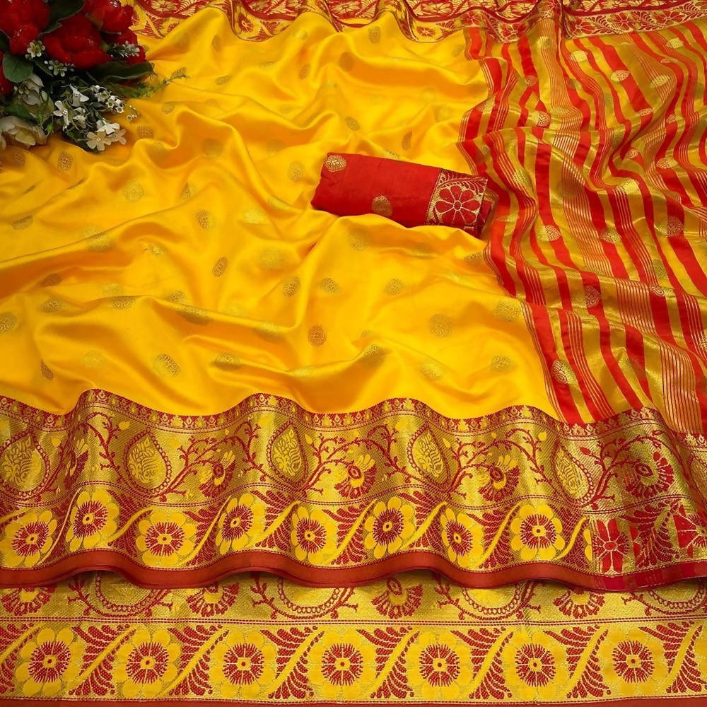 Vamika Cotton Rich Silk With Jacquard Weaving Yellow Saree