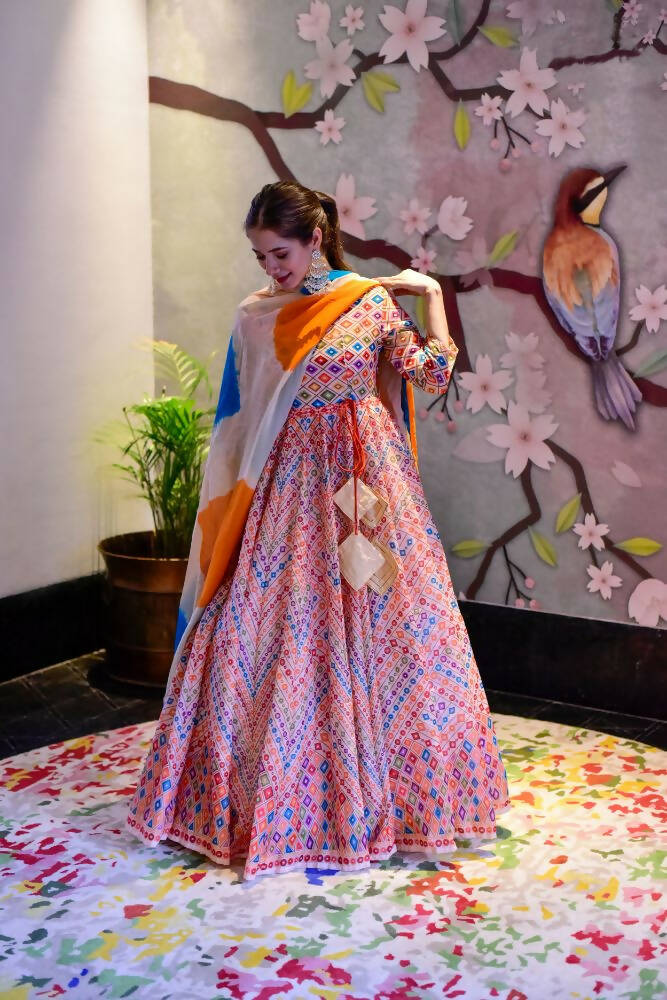 Everywhere Designer Offwhite With Multi Silk Cotton Stitched Suit With Dupatta - Anbazaar - Distacart