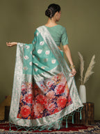 Shree Shyam Fashion Linen Cotton Rama Green Saree - Distacart