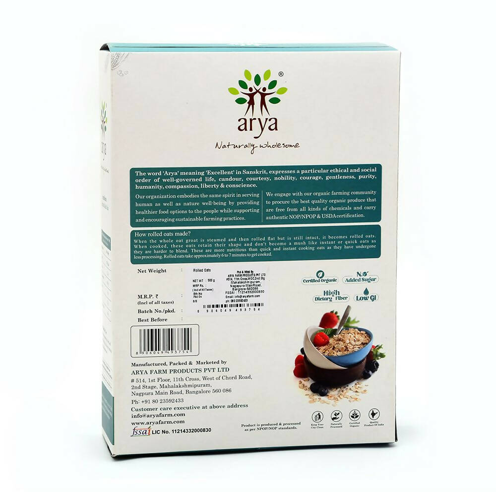 Arya Farm Organic Rolled Oats - Distacart