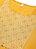 Yufta Women's Mustard Rayon Kurti With Pant Dupatta Set