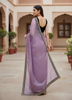 Joban Fashion Wine Soft twill Net Party Wear Sarees - Distacart