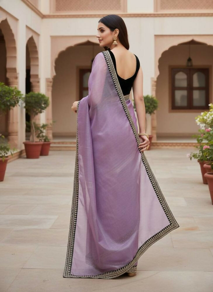 Joban Fashion Wine Soft twill Net Party Wear Sarees - Distacart