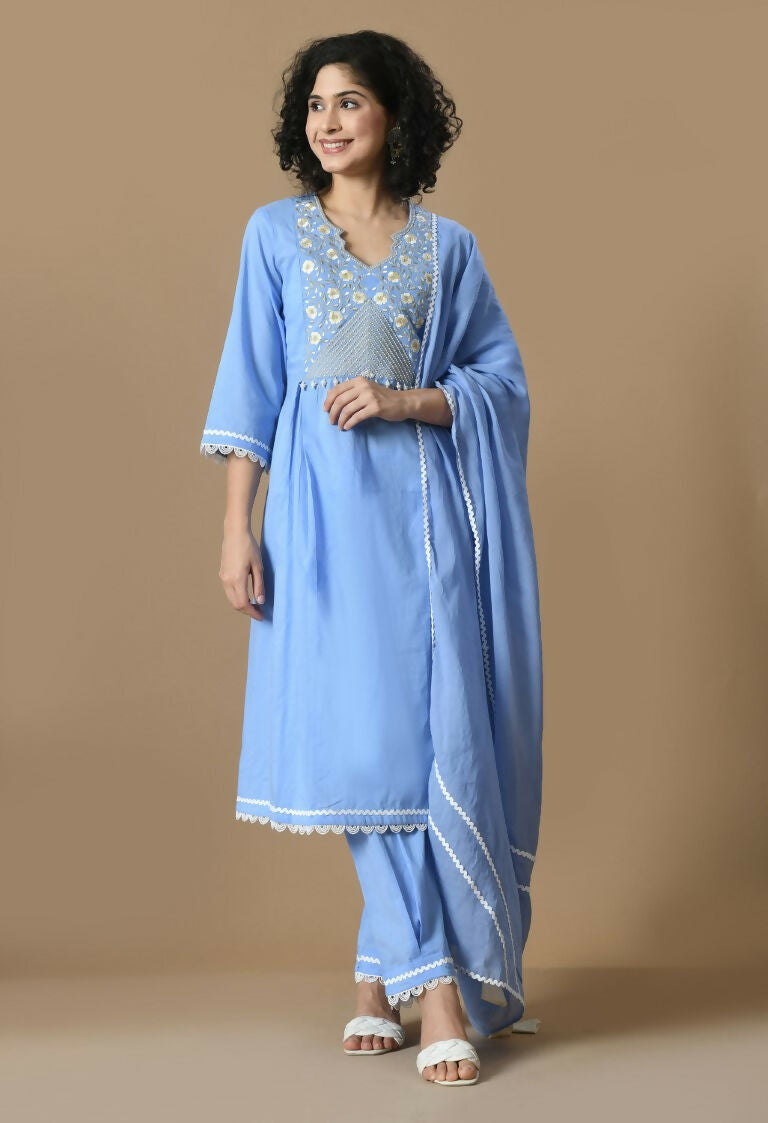 Joban Fashion L.Blue Cotton Kurta Set