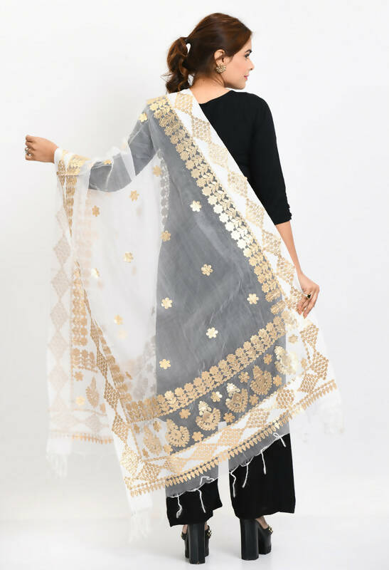 Mominos Fashion Moeza Women Organza Gotta Patti Bridal Dupatta White Dupatta - Distacart