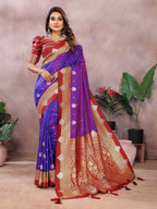 Aastha Fashion Violet Silk Sarees Weaving Saree - Distacart