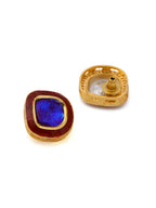 Ruby Raang Blue and Red Meenakari Kundan Necklace with Earrings & Maang Tikka
