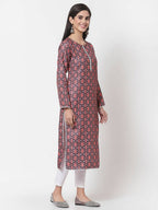 Myshka Multi Printed Polyester Full Sleeve Round Neck Casual Kurta