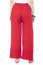 Mominos Fashion Reyon Cotton Red Embroidery Chikan Palazzo - Distacart