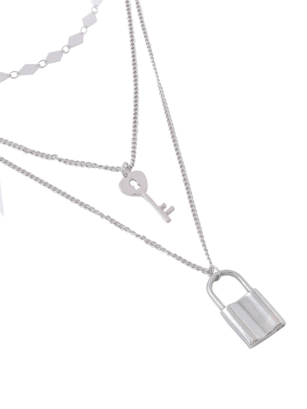 NVR Women's 3 Layered Silver-Plated Minimal Layered Necklace