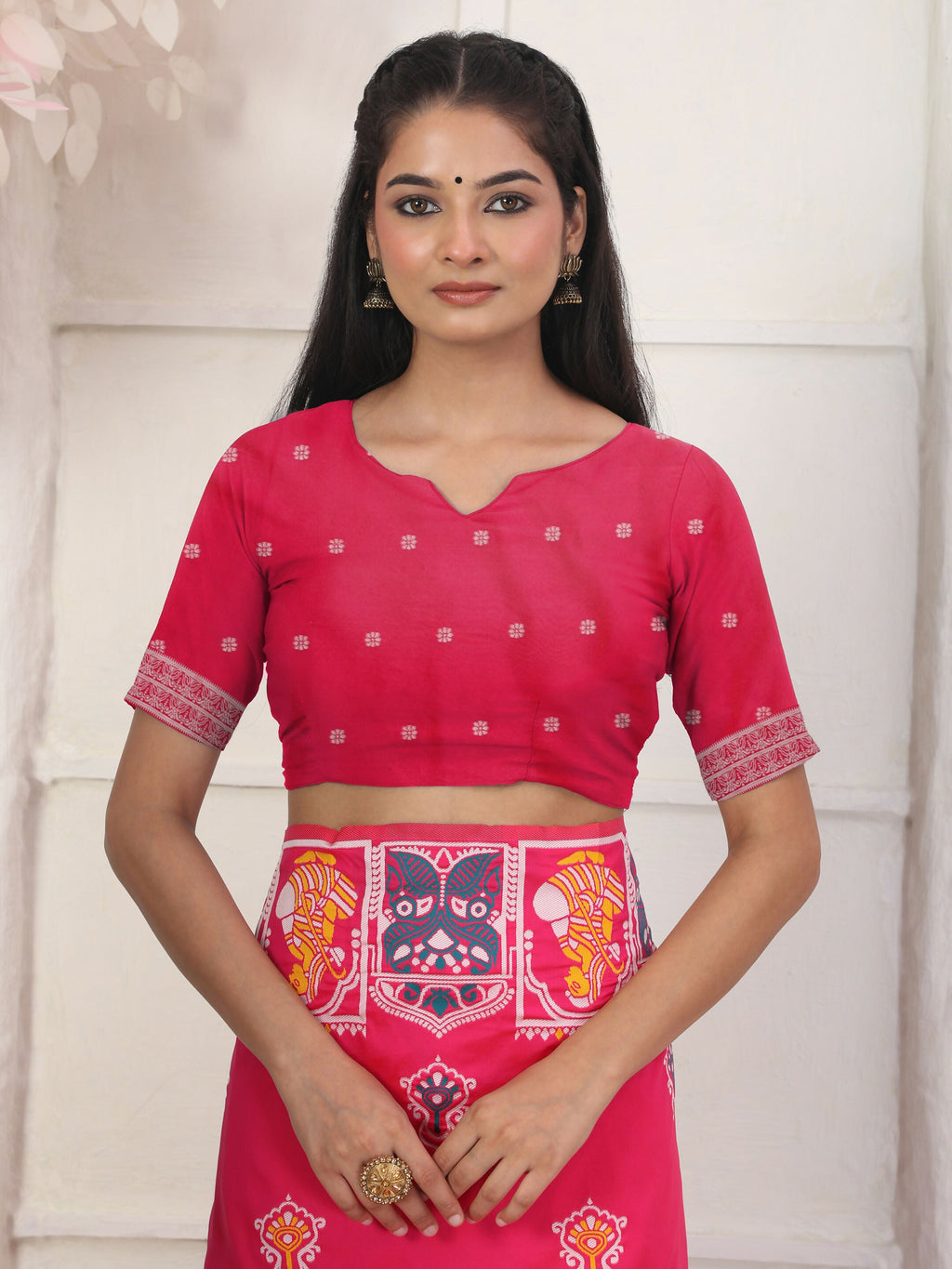 Shree Shyam Fashion Silk Blend Pink Saree - Distacart