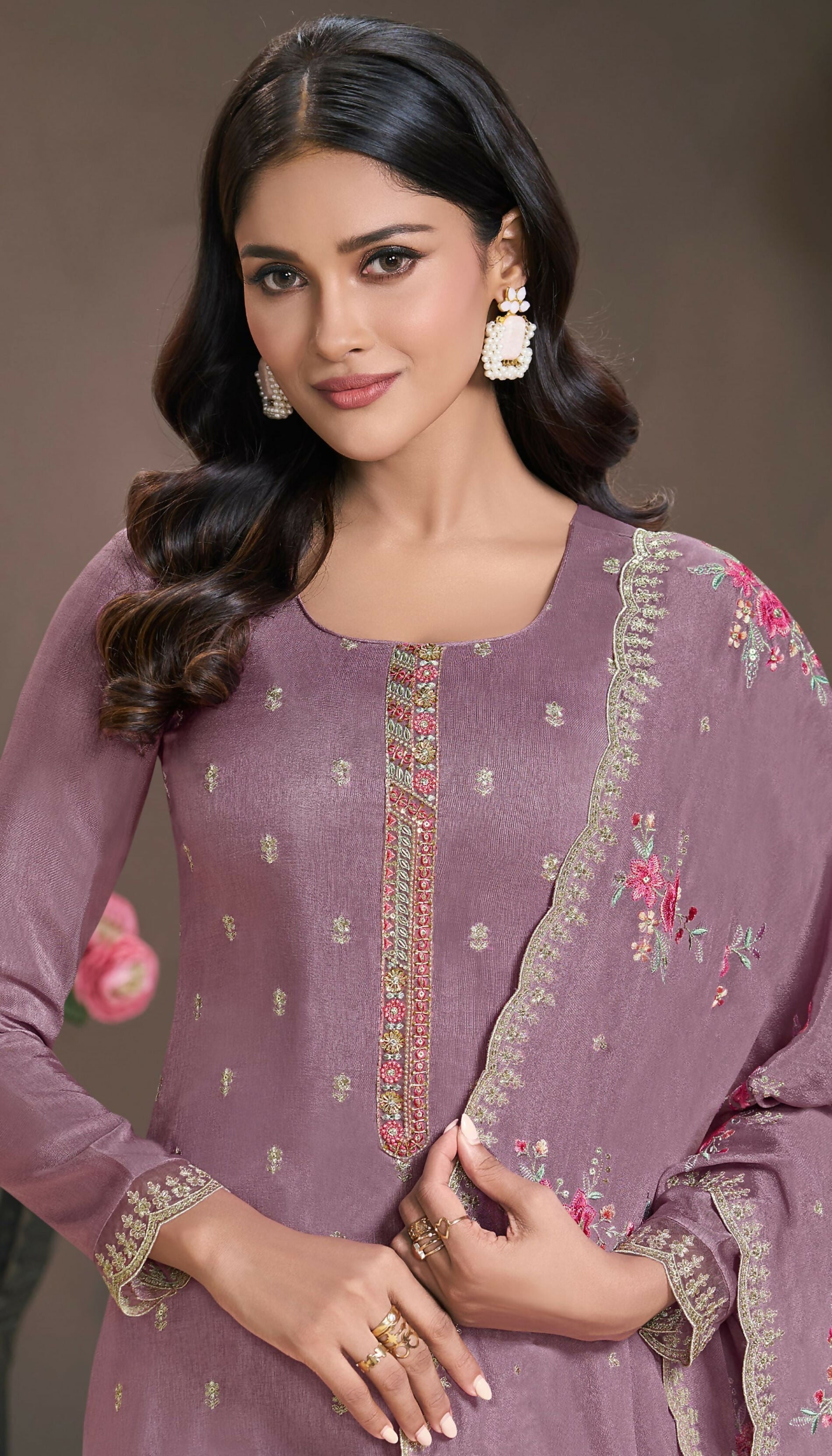 Anaita Purple Silk Embroidered Stitched Salwar Suit - Distacart