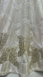 Jyoti Fashion Women's White Bridal Net Fancy Foil & Sequins with Multi Thread Embroidered Wedding Lehenga Choli