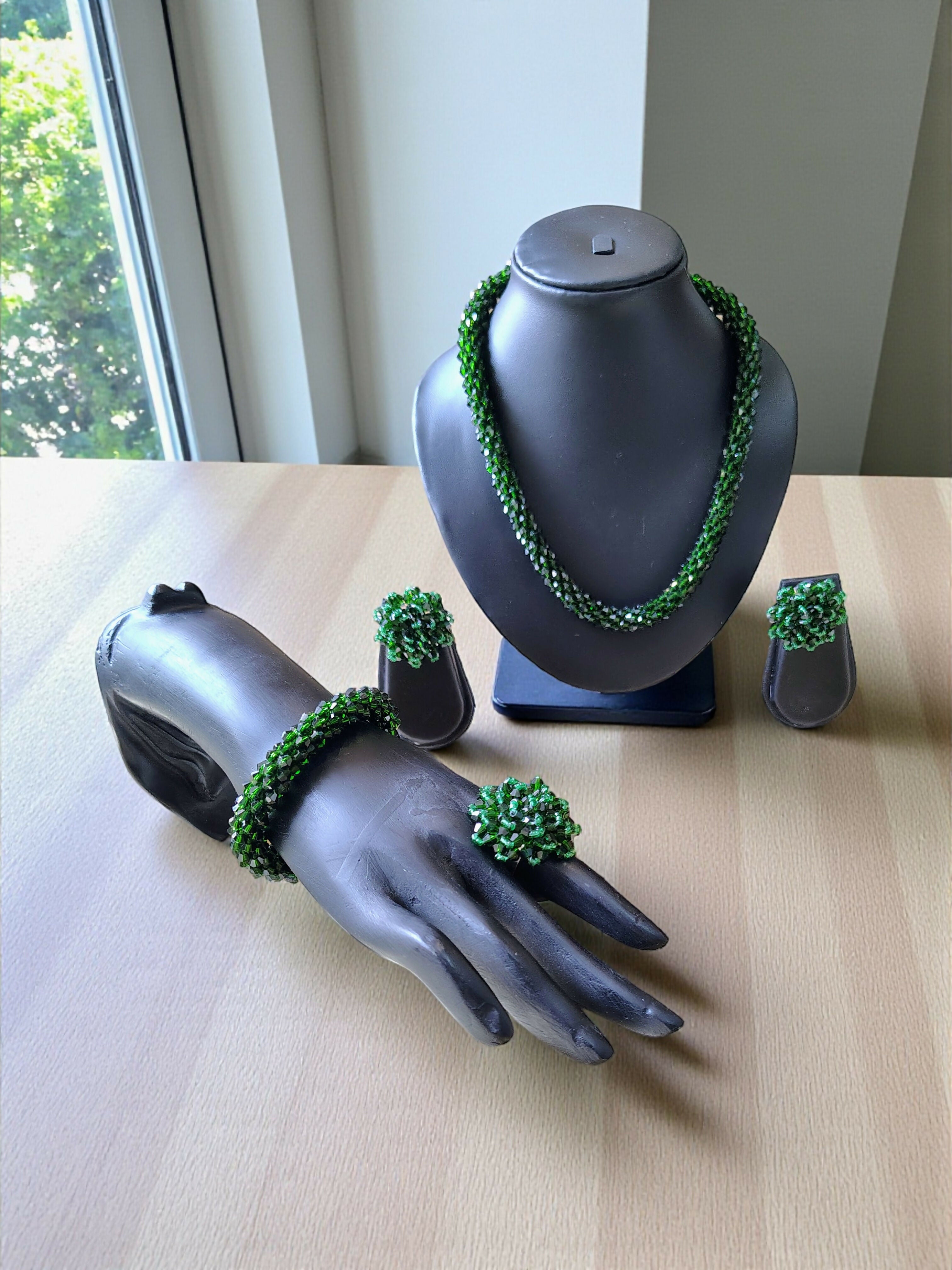 Inhanns Rangshine 4-In-1 Crystal Glam Set - Handmade - Dark Green