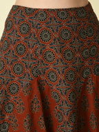 Myshka Women's Rust Round Neck Top With Skirt