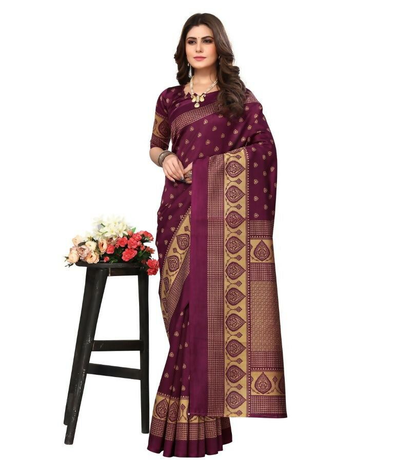 Vamika Purple Printed Art Silk Saree
