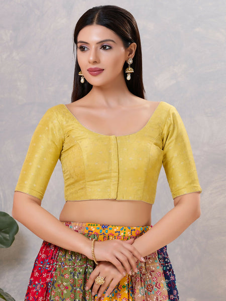 Joban Fashion Women Silk Yellow Stitched Blouse
