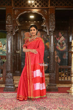 Very Much Indian Handloom Cotton Viscose Ilkal Saree Bright Red With Red Border - Distacart