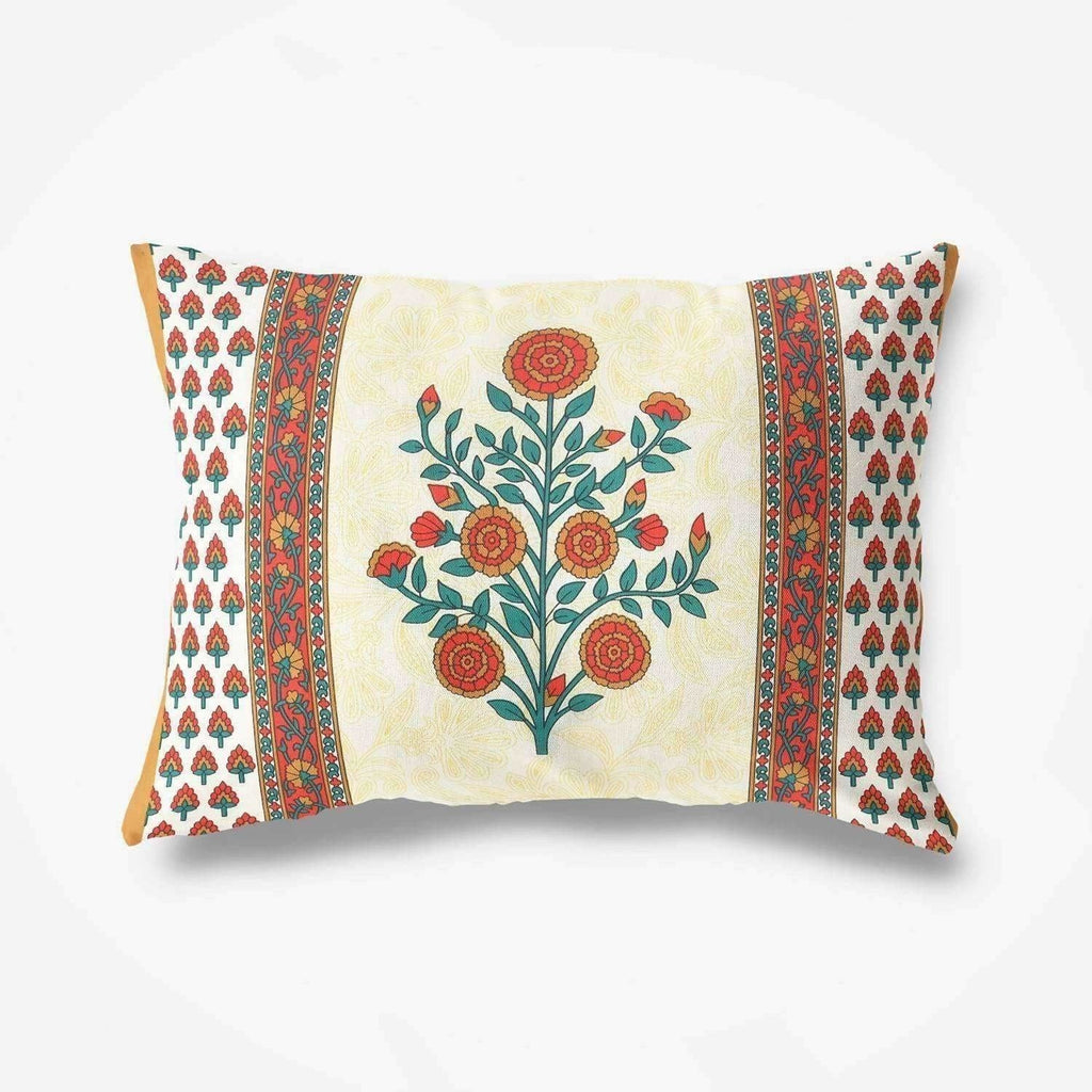 Floral Print Queen Size 90x108 Inches Jaipuri Flat Bed Sheet Bedspread with 2 Pillowcases