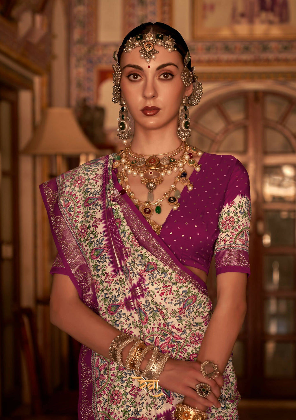 Rani P V Silk Digital Print, Zari Work Printed Saree - Rewaa Parampara