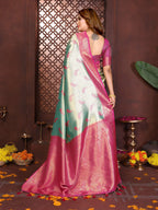 Aastha Fashion Sea Green Tissue Silk Weaving Saree - Distacart