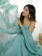 Joban Fashion Sky Kurta Set Silk Sequence Embroidery Work - Distacart