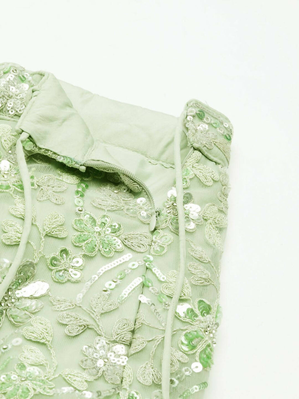 House of Panchhi Lime Green Net Sequins and Zarkan embroidery Lehenga choli & Dupatta