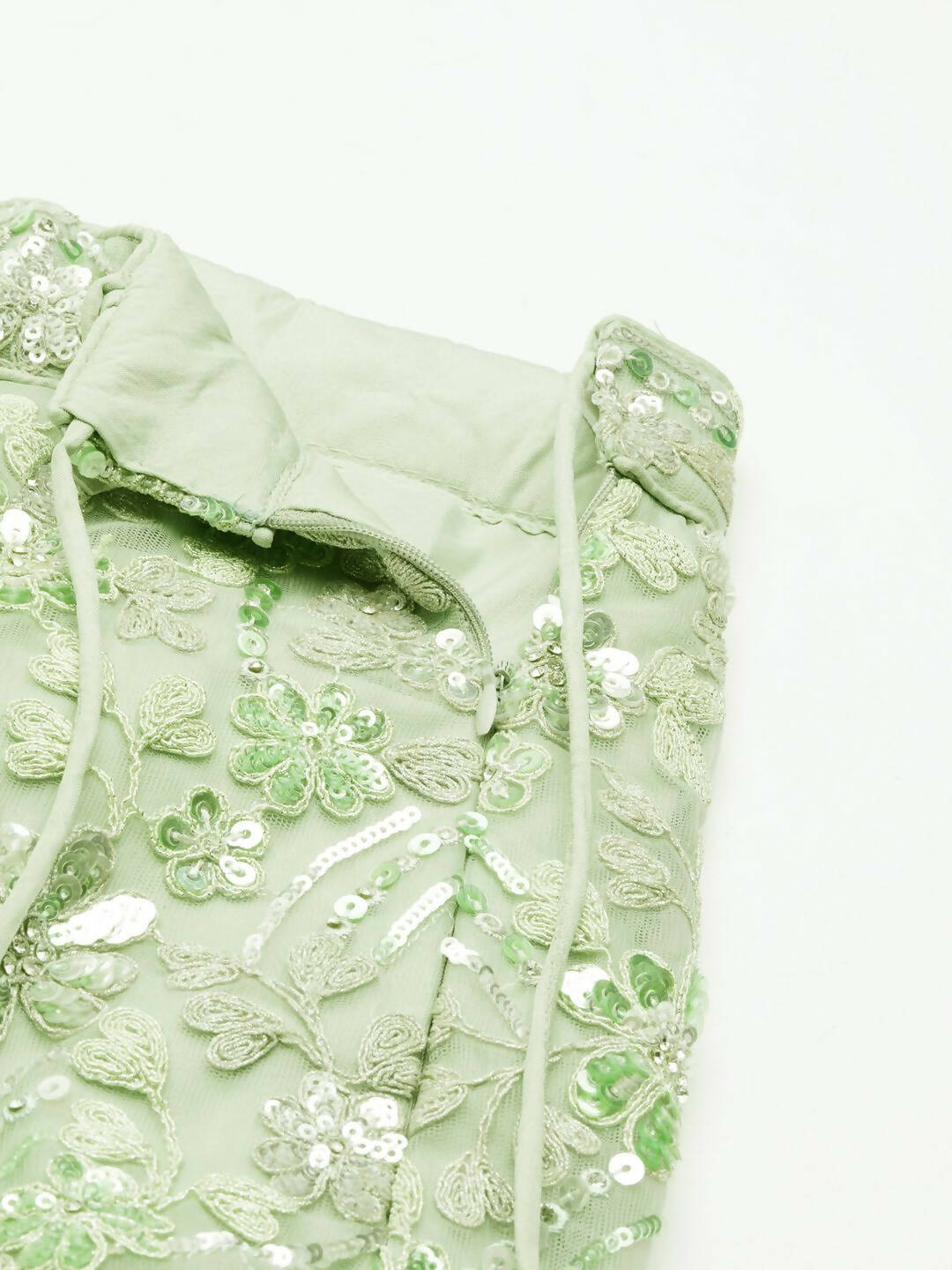 House of Panchhi Lime Green Net Sequins and Zarkan embroidery Lehenga choli & Dupatta