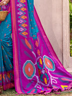 Shree Shyam Fashion Sea Green Pochampally Silk Saree - Distacart