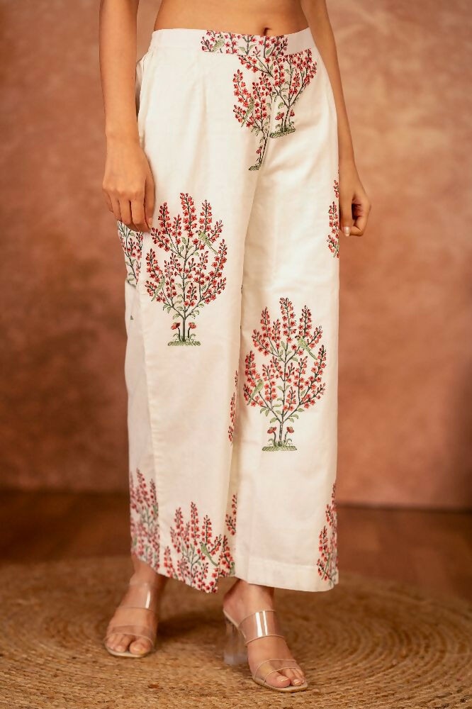 Joban Fashion Off White Pink Hand Block Printed Cotton Suit Set - Distacart