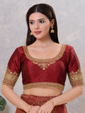 Joban Fashion Women Silk Dark-Maroon Stitched Blouse