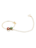 Gold-Plated White Red Stone-Studded Pearl Beaded Nosepin - Ruby Raang - Distacart